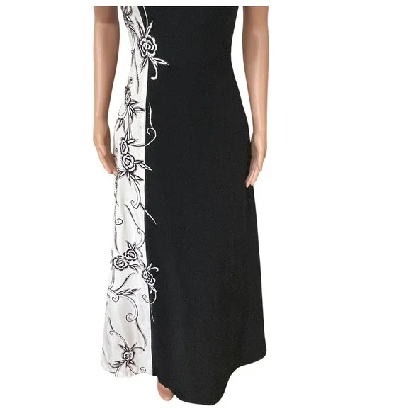 Vintage Jovani Black White Formal Gown,SZ 2, Prom, embroidered & beading  rare - coffeafoods.com